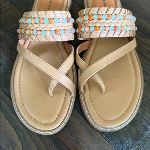Lucky Brand Tan Sandals with Colorful Beads